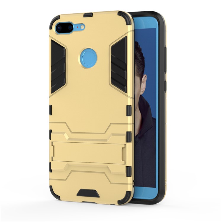 Cool Guard PC + TPU Combo Mobile Cover with Kickstand for Huawei Honor 9 Lite / Youth Edition - Gold-1