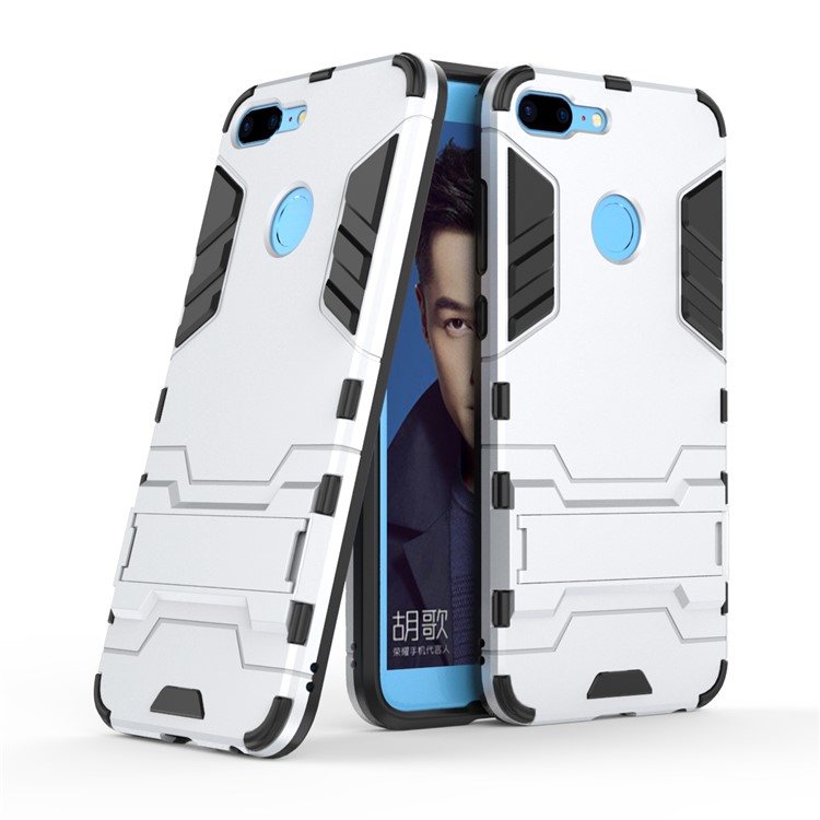 Cool Guard Hybrid PC + TPU Kickstand Cell Phone Case for Huawei Honor 9 Lite / Youth Edition - Silver-2