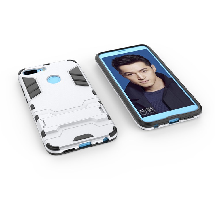 Cool Guard Hybrid PC + TPU Kickstand Cell Phone Case for Huawei Honor 9 Lite / Youth Edition - Silver-3