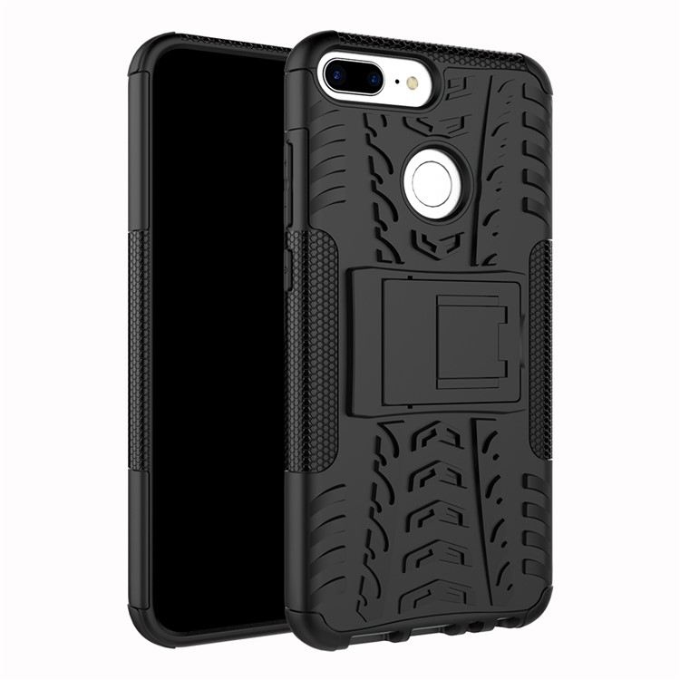 Anti-slip PC + TPU Hybrid Case with Kickstand for Huawei Honor 9 Lite / Honor 9 Youth Edition - Black-2