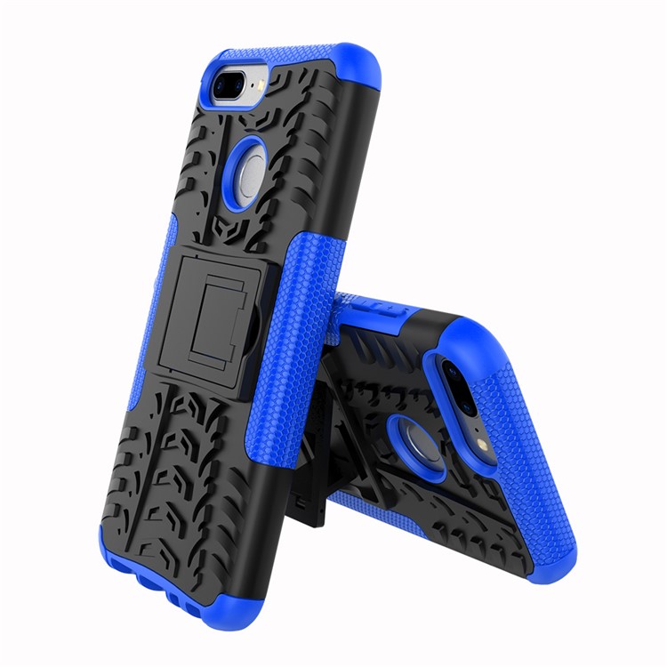 Anti-slip PC + TPU Hybrid Phone Case with Kickstand for Huawei Honor 9 Lite / Honor 9 Youth Edition - Blue-1
