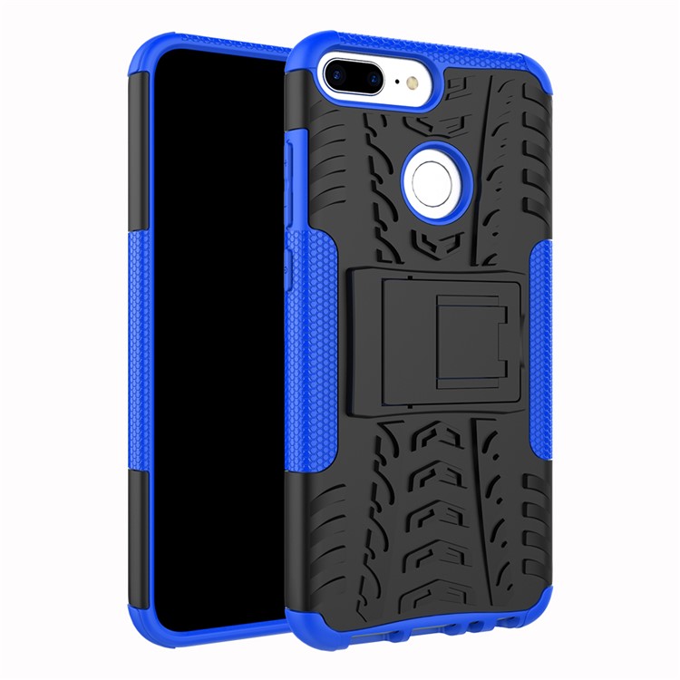 Anti-slip PC + TPU Hybrid Phone Case with Kickstand for Huawei Honor 9 Lite / Honor 9 Youth Edition - Blue-2