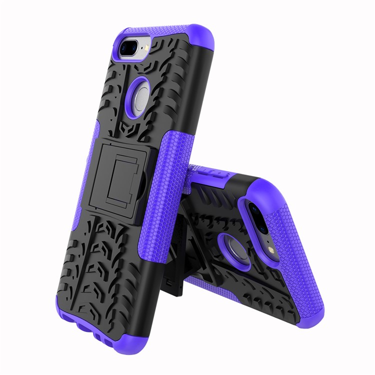 Anti-slip PC + TPU Hybrid Phone Shell with Kickstand for Huawei Honor 9 Lite / Honor 9 Youth Edition - Purple-1