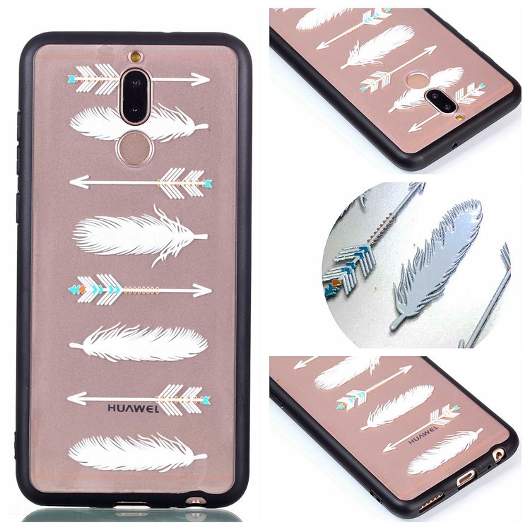 Rubberized Embossed PC TPU Hybrid Casing for Huawei Mate 10 Lite/nova 2i/Maimang 6/Honor 9i (India) - White Feather and Arrow-1