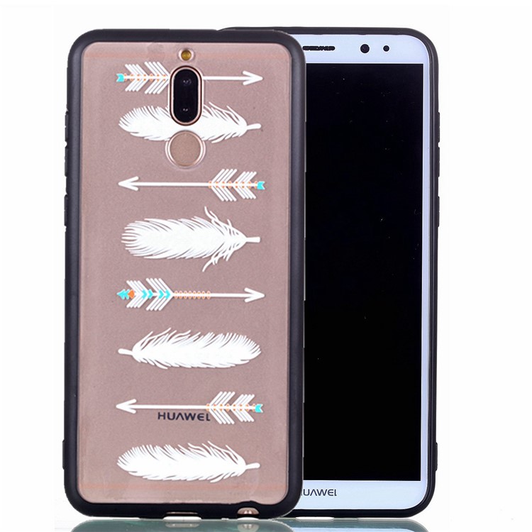 Rubberized Embossed PC TPU Hybrid Casing for Huawei Mate 10 Lite/nova 2i/Maimang 6/Honor 9i (India) - White Feather and Arrow-2