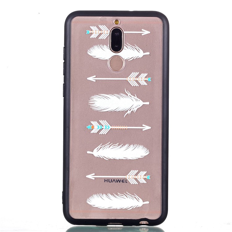 Rubberized Embossed PC TPU Hybrid Casing for Huawei Mate 10 Lite/nova 2i/Maimang 6/Honor 9i (India) - White Feather and Arrow-3