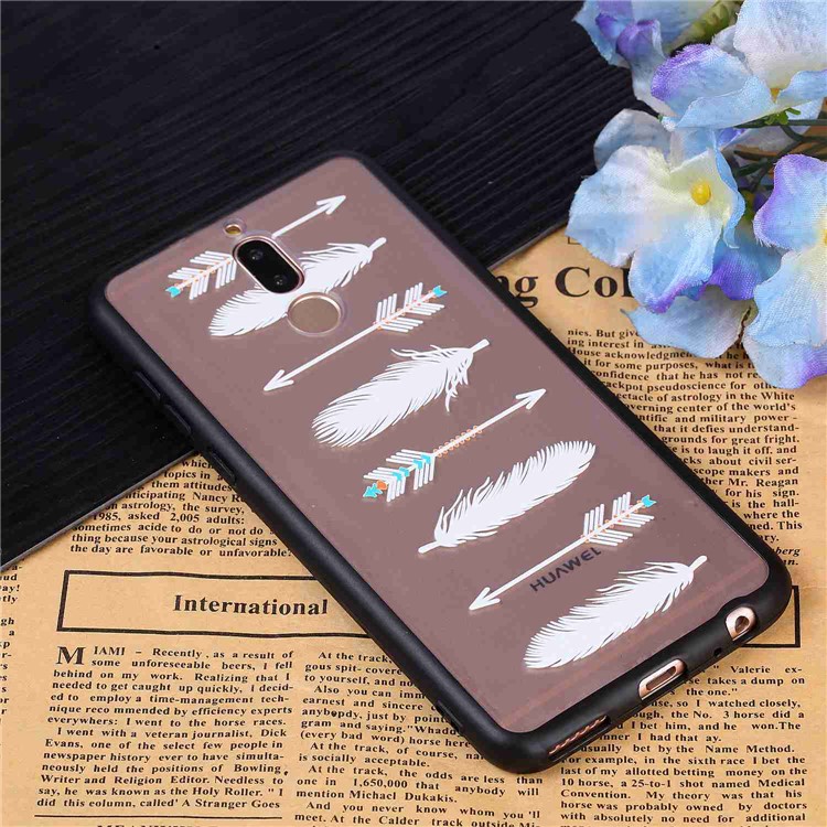 Rubberized Embossed PC TPU Hybrid Casing for Huawei Mate 10 Lite/nova 2i/Maimang 6/Honor 9i (India) - White Feather and Arrow-4