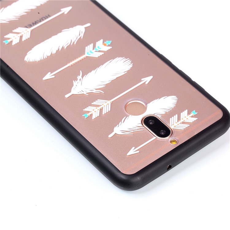 Rubberized Embossed PC TPU Hybrid Casing for Huawei Mate 10 Lite/nova 2i/Maimang 6/Honor 9i (India) - White Feather and Arrow-6