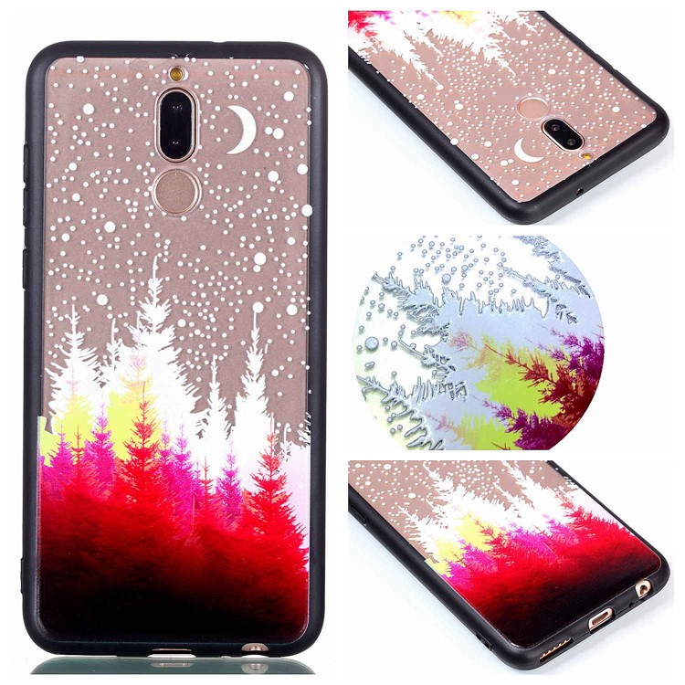 Rubberized Embossed PC TPU Combo Case for Huawei Mate 10 Lite/nova 2i/Maimang 6/Honor 9i (India) - Moon and Tree-1