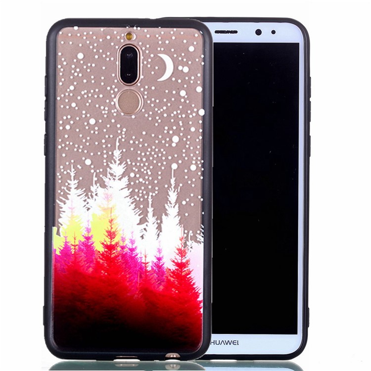 Rubberized Embossed PC TPU Combo Case for Huawei Mate 10 Lite/nova 2i/Maimang 6/Honor 9i (India) - Moon and Tree-2