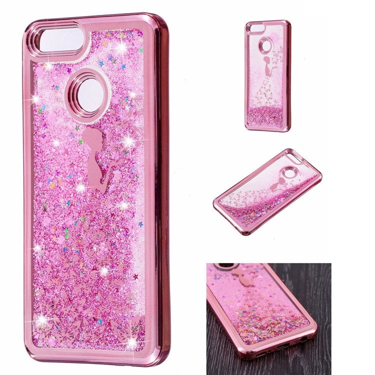 Dynamic Quicksand Plating TPU Back Case for Huawei Honor 7X - Butterfly Fairy-1