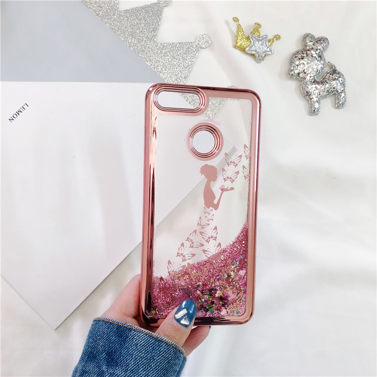 Dynamic Quicksand Plating TPU Back Case for Huawei Honor 7X - Butterfly Fairy-10