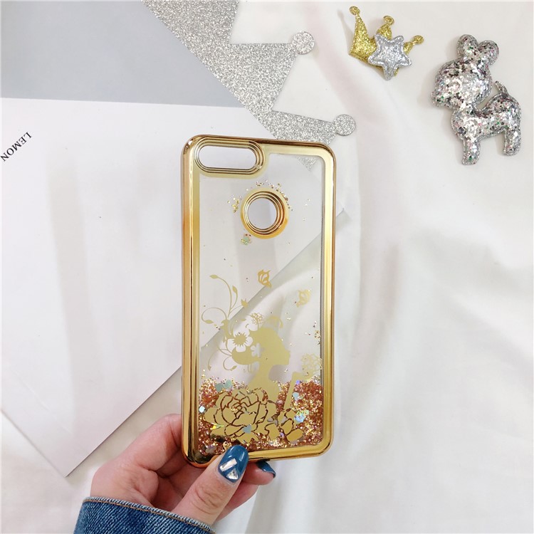 Dynamic Quicksand Plating TPU Phone Cover for Huawei Honor 7X - Beauty and Butterflies-10