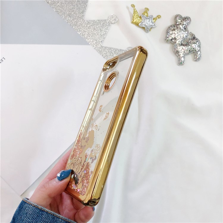 Dynamic Quicksand Plating TPU Phone Cover for Huawei Honor 7X - Beauty and Butterflies-11
