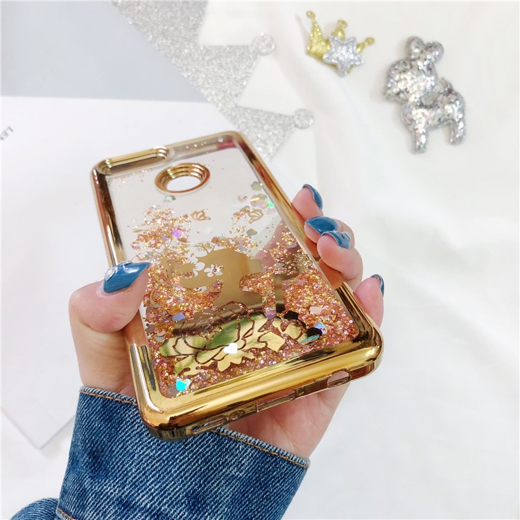 Dynamic Quicksand Plating TPU Phone Cover for Huawei Honor 7X - Beauty and Butterflies-12