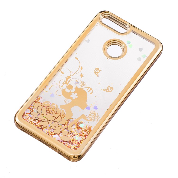 Dynamic Quicksand Plating TPU Phone Cover for Huawei Honor 7X - Beauty and Butterflies-3