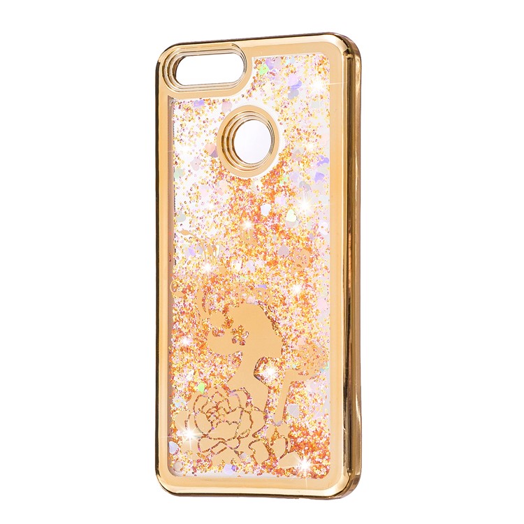 Dynamic Quicksand Plating TPU Phone Cover for Huawei Honor 7X - Beauty and Butterflies-4