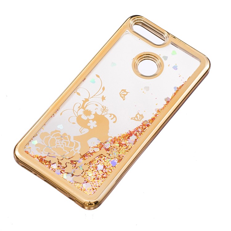 Dynamic Quicksand Plating TPU Phone Cover for Huawei Honor 7X - Beauty and Butterflies-5