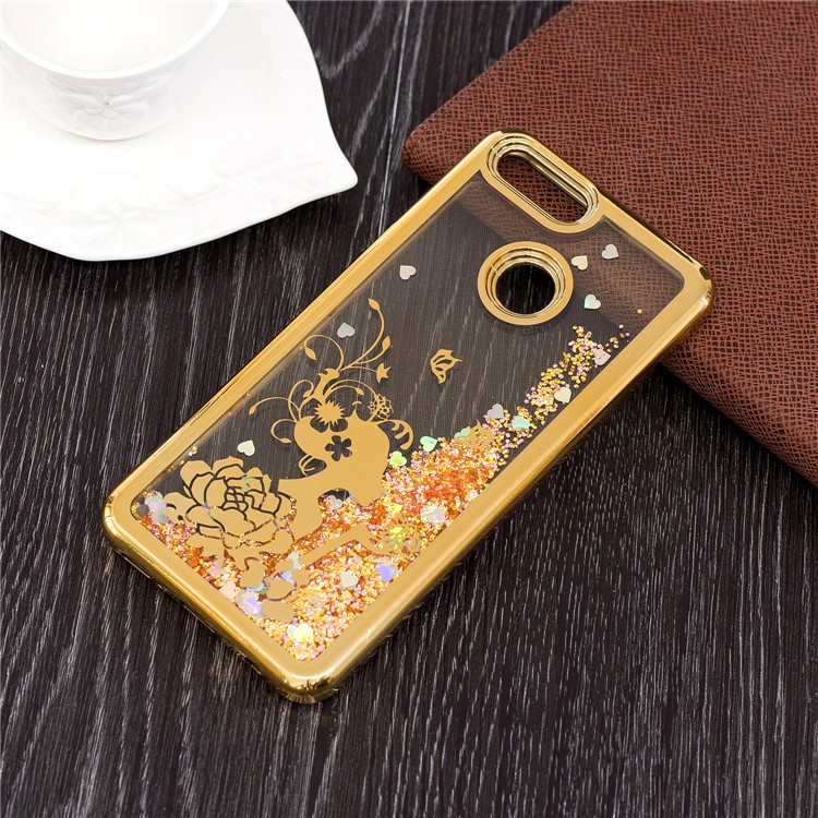 Dynamic Quicksand Plating TPU Phone Cover for Huawei Honor 7X - Beauty and Butterflies-6