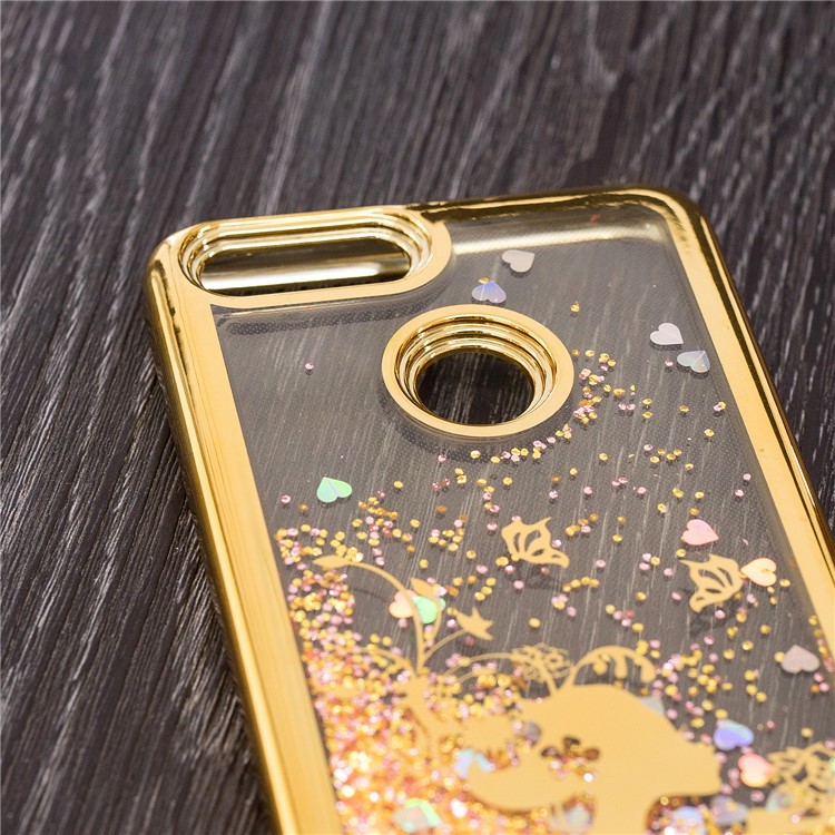 Dynamic Quicksand Plating TPU Phone Cover for Huawei Honor 7X - Beauty and Butterflies-7