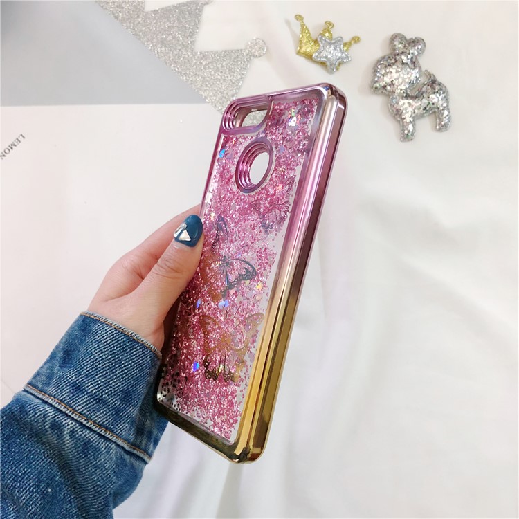 Dynamic Quicksand Plating TPU Cell Phone Case for Huawei Honor 7X - Butterflies-10