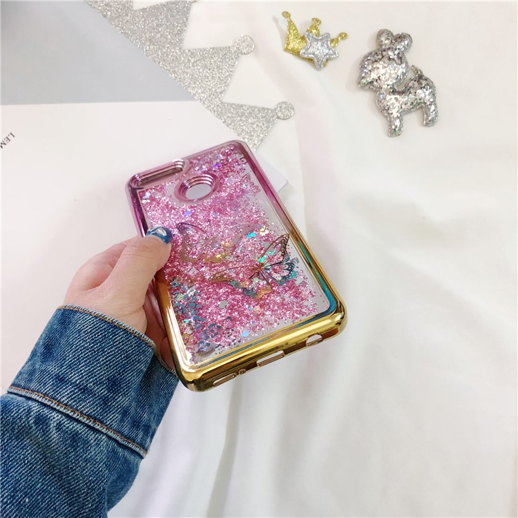 Dynamic Quicksand Plating TPU Cell Phone Case for Huawei Honor 7X - Butterflies-11