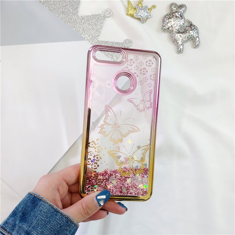 Dynamic Quicksand Plating TPU Cell Phone Case for Huawei Honor 7X - Butterflies-12