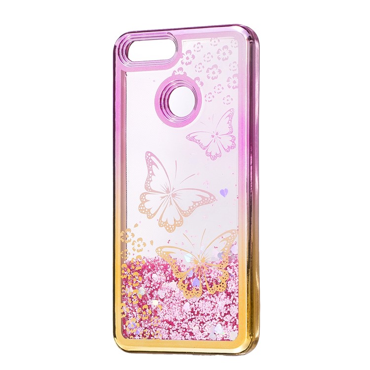 Dynamic Quicksand Plating TPU Cell Phone Case for Huawei Honor 7X - Butterflies-2
