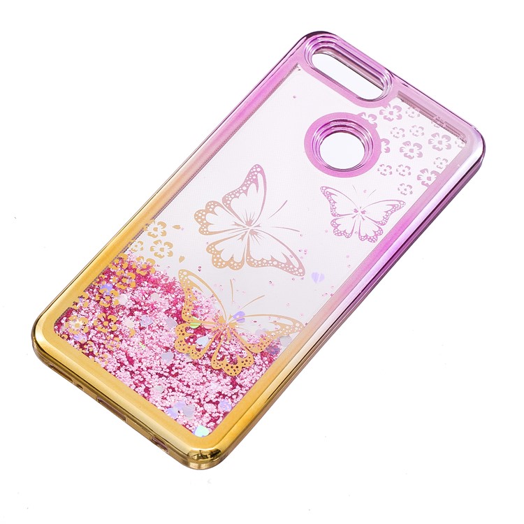 Dynamic Quicksand Plating TPU Cell Phone Case for Huawei Honor 7X - Butterflies-3