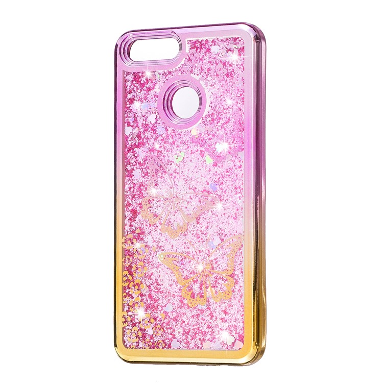 Dynamic Quicksand Plating TPU Cell Phone Case for Huawei Honor 7X - Butterflies-4