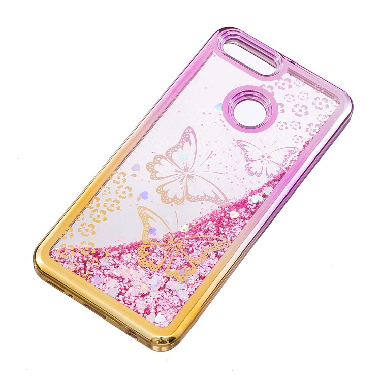 Dynamic Quicksand Plating TPU Cell Phone Case for Huawei Honor 7X - Butterflies-5