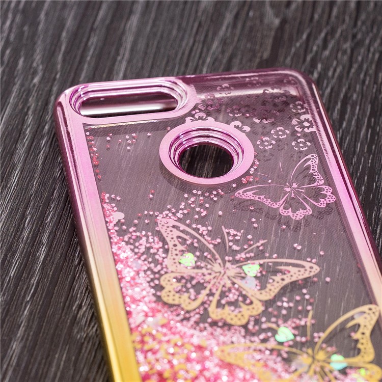 Dynamic Quicksand Plating TPU Cell Phone Case for Huawei Honor 7X - Butterflies-7