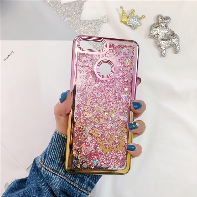 Dynamic Quicksand Plating TPU Cell Phone Case for Huawei Honor 7X - Butterflies-9