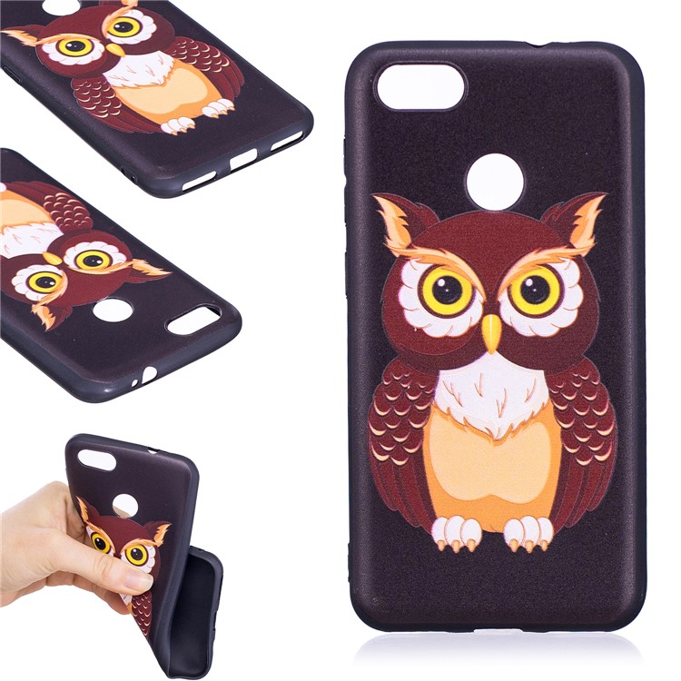 Embossment Patterned Soft TPU Casing for Huawei P9 lite mini/Y6 Pro (2017)/Enjoy 7 - Owl-1
