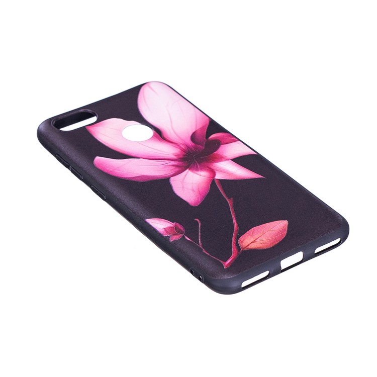 Embossment Patterned Soft TPU Mobile Phone Case for Huawei P9 lite mini/Y6 Pro (2017)/Enjoy 7 - Pink Flower-5