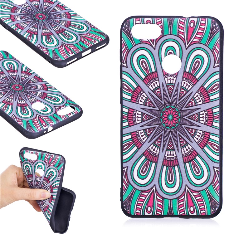 Embossment Patterned Soft TPU Mobile Phone Cover for Huawei P9 lite mini/Y6 Pro (2017)/Enjoy 7 - Symmetric Pattern-1