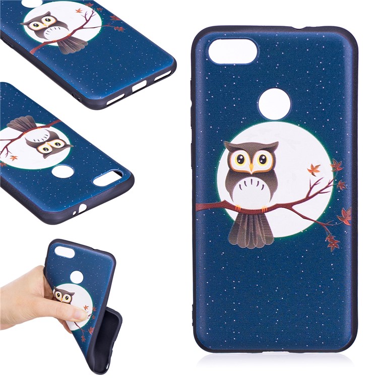 Embossment Patterned Soft TPU Cell Phone Cover for Huawei P9 lite mini/Y6 Pro (2017)/Enjoy 7 - Owl on Branch-1