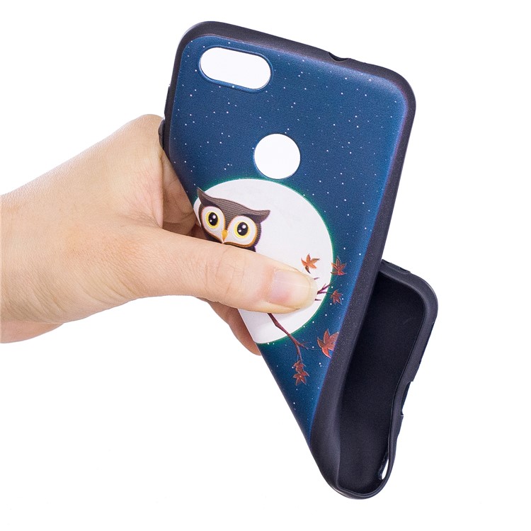 Embossment Patterned Soft TPU Cell Phone Cover for Huawei P9 lite mini/Y6 Pro (2017)/Enjoy 7 - Owl on Branch-7