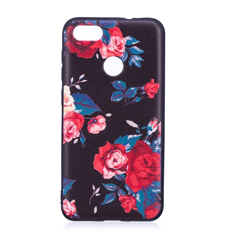 Embossment Patterned Soft TPU Back Case for Huawei P9 lite mini/Y6 Pro (2017)/Enjoy 7 - Peony-2