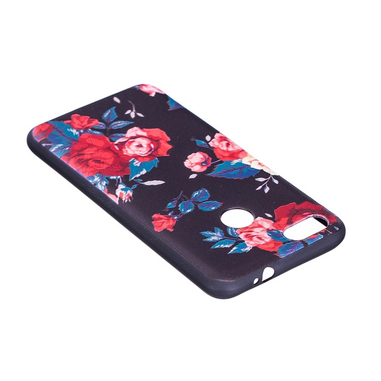 Embossment Patterned Soft TPU Back Case for Huawei P9 lite mini/Y6 Pro (2017)/Enjoy 7 - Peony-6