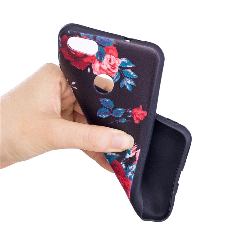 Embossment Patterned Soft TPU Back Case for Huawei P9 lite mini/Y6 Pro (2017)/Enjoy 7 - Peony-7