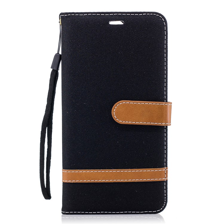 Two-tone Jean Cloth Wallet PU Leather Case for Huawei Mate 10 Lite / nova 2i / Maimang 6 / Honor 9i (India) - Black-2