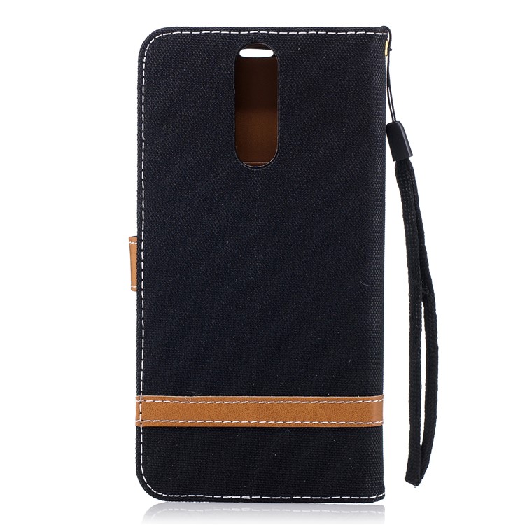 Two-tone Jean Cloth Wallet PU Leather Case for Huawei Mate 10 Lite / nova 2i / Maimang 6 / Honor 9i (India) - Black-3