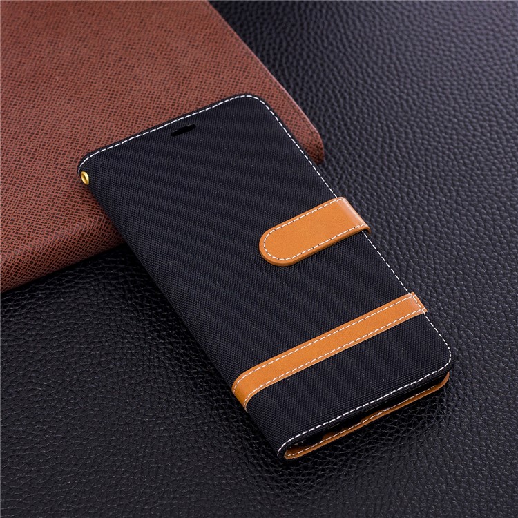 Two-tone Jean Cloth Wallet PU Leather Case for Huawei Mate 10 Lite / nova 2i / Maimang 6 / Honor 9i (India) - Black-4