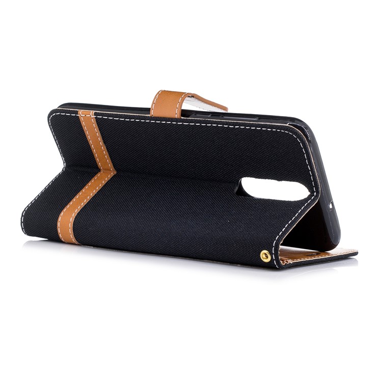 Two-tone Jean Cloth Wallet PU Leather Case for Huawei Mate 10 Lite / nova 2i / Maimang 6 / Honor 9i (India) - Black-6