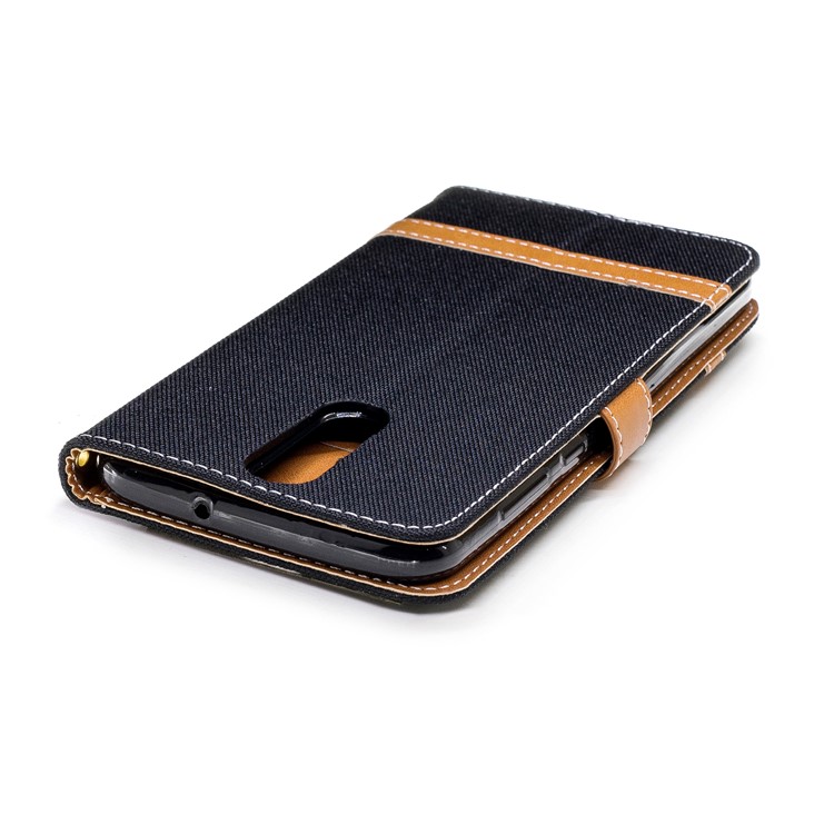 Two-tone Jean Cloth Wallet PU Leather Case for Huawei Mate 10 Lite / nova 2i / Maimang 6 / Honor 9i (India) - Black-9