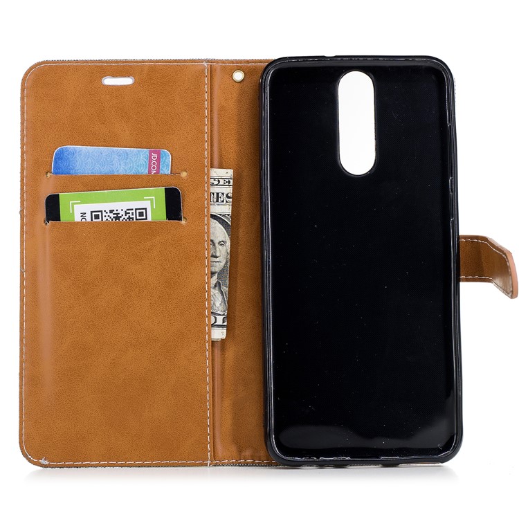 Two-tone Jean Cloth Wallet Leather Cover for Huawei Mate 10 Lite / nova 2i / Maimang 6 / Honor 9i (India) - Grey-10