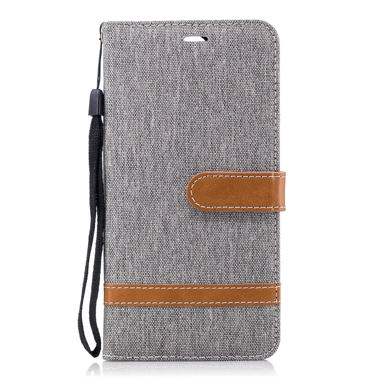 Two-tone Jean Cloth Wallet Leather Cover for Huawei Mate 10 Lite / nova 2i / Maimang 6 / Honor 9i (India) - Grey-2