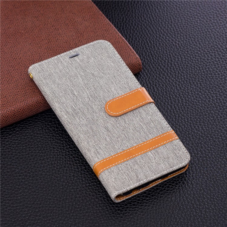 Two-tone Jean Cloth Wallet Leather Cover for Huawei Mate 10 Lite / nova 2i / Maimang 6 / Honor 9i (India) - Grey-4