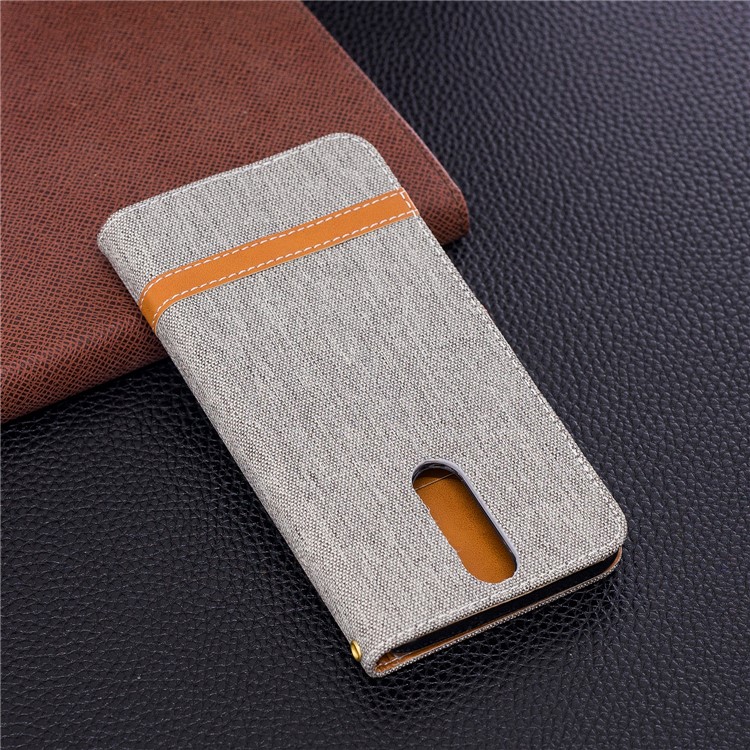 Two-tone Jean Cloth Wallet Leather Cover for Huawei Mate 10 Lite / nova 2i / Maimang 6 / Honor 9i (India) - Grey-5